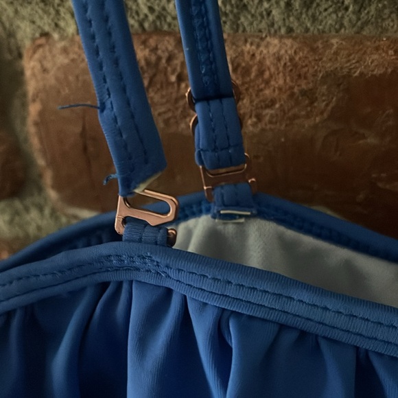 Funny Girl Royal Blue One Piece Ruffle Strapless Bathing Suit Size Medium - Picture 3 of 10